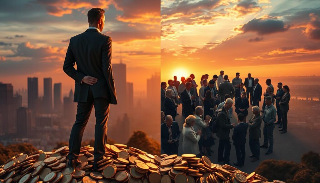 contrasting personal collective wealth